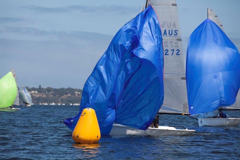 Nick Jerwood, lowering the kite before rounding a gate mark, had a quieter day today but finished the Practice Regatta in second place photo copyright Bernie Kaaks taken at South of Perth Yacht Club and featuring the Viper 640 class