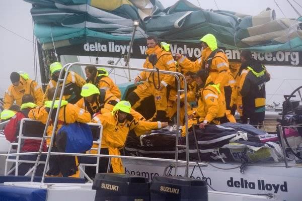The crew of movistar are rescued by ABN AMRO TWO during the Volvo Ocean Race 2005-2006 photo copyright Oskar Kihlborg / Volvo Ocean Race 2005-2006 taken at  and featuring the Volvo 70 class