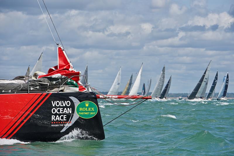 Magnificent conditions for the start of the 2017 Rolex Fastnet Race photo copyright Tom Hicks / www.solentaction.com taken at Royal Ocean Racing Club and featuring the Volvo One-Design class