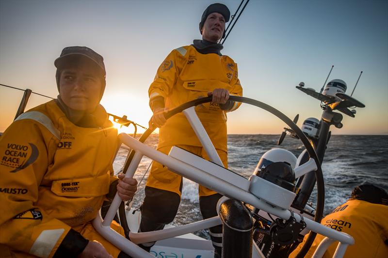 Sunset on board Turn the Tide on Plastic during Leg 3 of the Volvo Ocean Race photo copyright Jeremie Lecaudey / Volvo Ocean Race taken at  and featuring the Volvo One-Design class