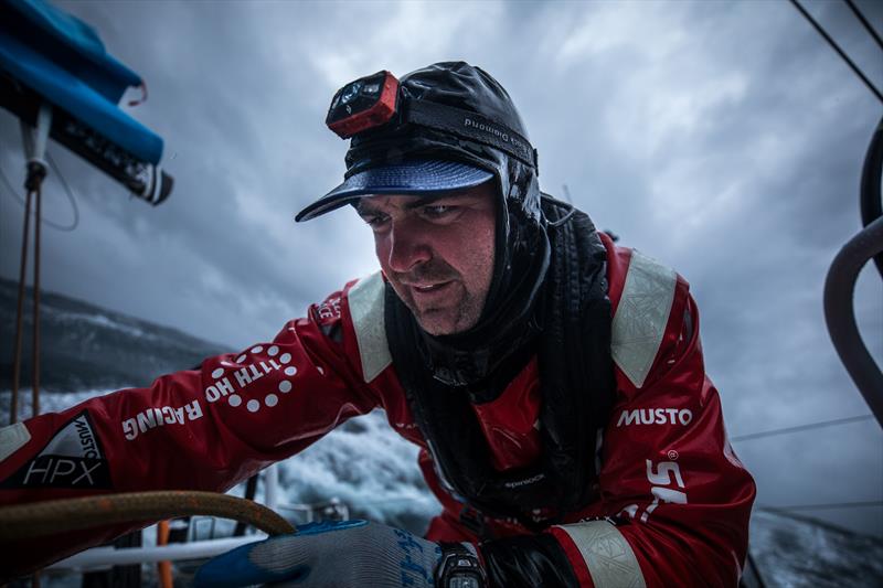 Welcome to the Southern Ocean: Charlie Enright on board Vestas 11th Hour during Leg 3 of the Volvo Ocean Race photo copyright Sam Greenfield / Volvo Ocean Race taken at  and featuring the Volvo One-Design class