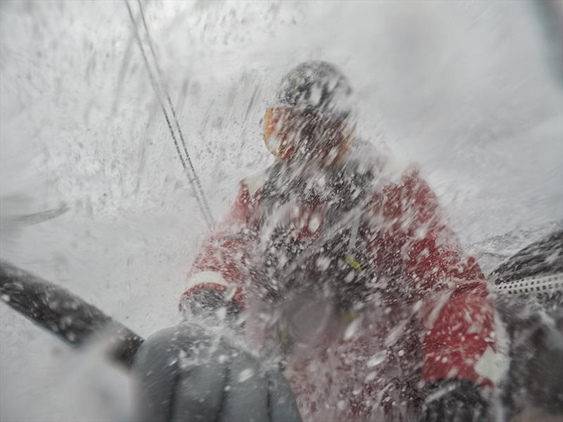 David Witt is in there somewhere on the wheel on board Sun Hung Kai/Scallywag during Leg 3 of the Volvo Ocean Race - photo © Konrad Frost / Volvo Ocean Race