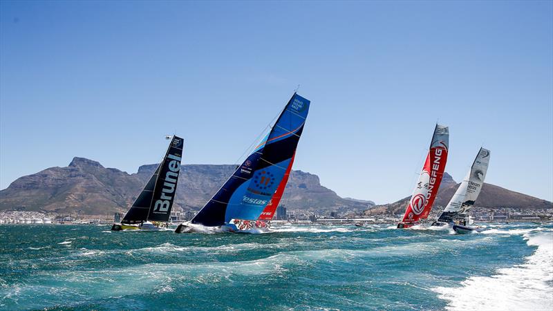 Leg 3, Cape Town to Melbourne, Start photo copyright Pedro Martinez / Volvo Ocean Race taken at Royal Cape Yacht Club and featuring the Volvo 70 class