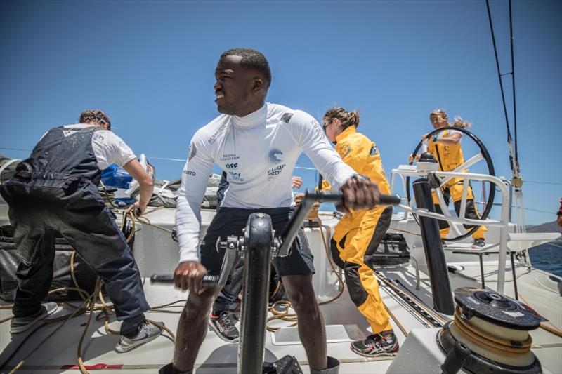 Volvo Ocean Race Academy Apprentice Mustafa Ingham of Bermuda sailing on Turn the Tide on Plastic during the Cape Town stopover photo copyright Jeremie Lecaudey / Volvo Ocean Race taken at  and featuring the Volvo One-Design class