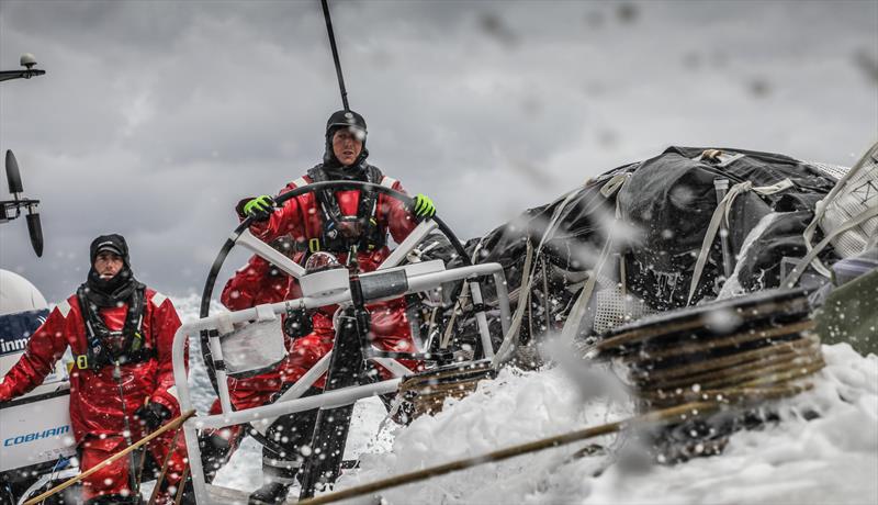 Leg 3, Cape Town to Melbourne, day 7, Ben Piggott on the wheel. Hit 33 knots boat speed during this stint on the wheel on board Sun Hung Kai / Scallywag photo copyright Konrad Frost / Volvo Ocean Race taken at  and featuring the Volvo One-Design class