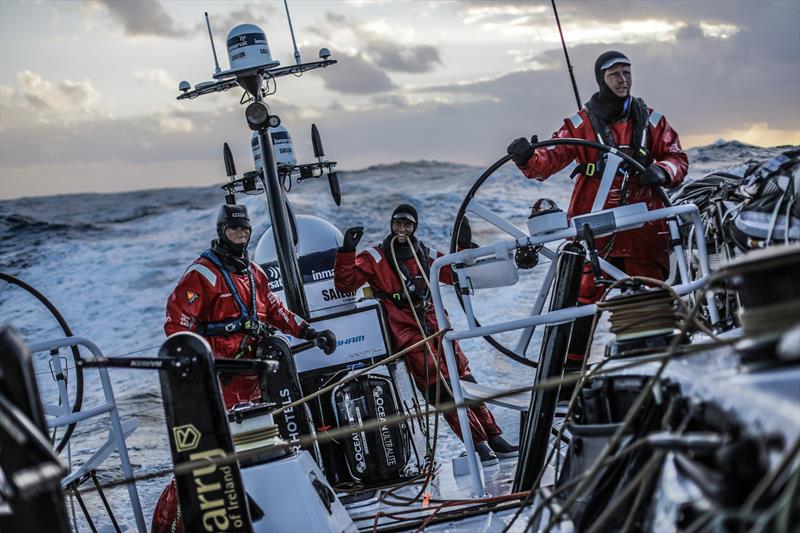 Leg 3, Cape Town to Melbourne, day 6, Sunset watch with Annemieke Bes, Alex Gough and Luke Parkinson on board Sun Hung Kai / Scallywag photo copyright Konrad Frost / Volvo Ocean Race taken at  and featuring the Volvo One-Design class