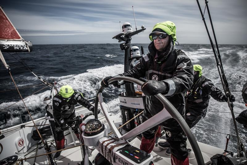 Leg 3, Cape Town to Melbourne, day 09, on board Dongfeng. Kevin Escoffier fighting the cold wind photo copyright Martin Keruzore / Volvo Ocean Race taken at  and featuring the Volvo One-Design class
