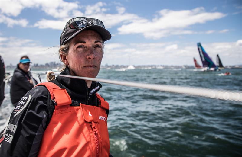 Leg 4, Melbourne to Hong Kong, day 1 Libby Greenhalgh on board Sun Hung Kai / Scallywag photo copyright Konrad Frost / Volvo Ocean Race taken at Royal Melbourne Yacht Squadron and featuring the Volvo One-Design class