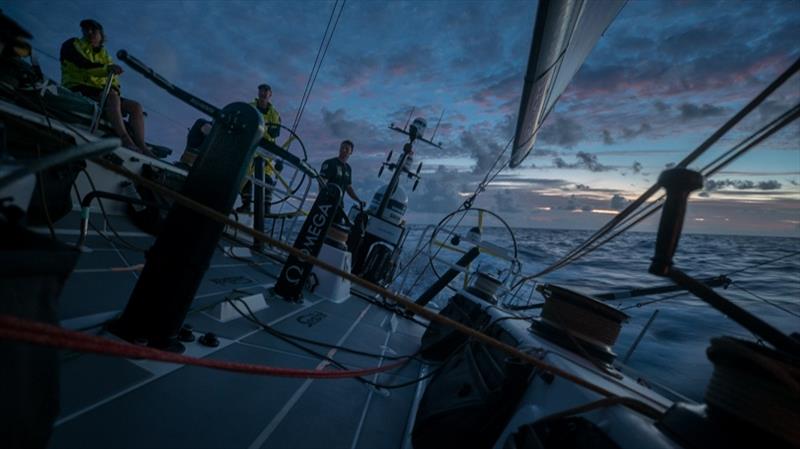 Volvo Ocean Race Leg 4, Melbourne to Hong Kong, day 06 on board Team Brunel. Sunset photo copyright Yann Riou / Volvo Ocean Race taken at  and featuring the Volvo One-Design class