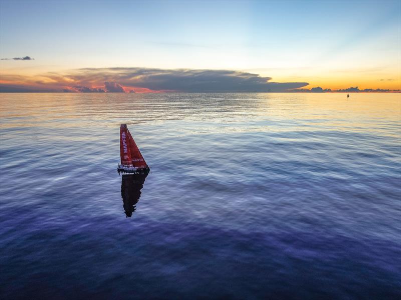 Leg 4, Melbourne to Hong Kong, day 08 on board MAPFRE, Sunset without wind, Dongfeng in the background photo copyright Ugo Fonolla / Volvo Ocean Race taken at  and featuring the Volvo One-Design class