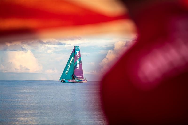 Volvo Ocean Race Leg 4, Melbourne to Hong Kong, day 09 on board MAPFRE, Akzonobel coming closer photo copyright Ugo Fonolla / Volvo Ocean Race taken at  and featuring the Volvo One-Design class