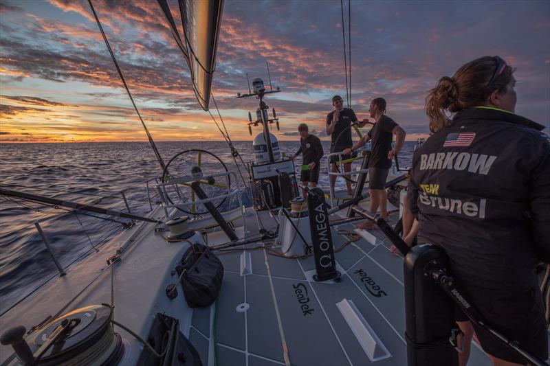 Leg 4, Melbourne to Hong Kong, day 10 on board Brunel . Sunrise. Recovering after a hard night in the doldrums photo copyright Yann Riou / Volvo Ocean Race taken at  and featuring the Volvo One-Design class