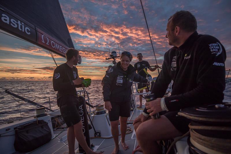 Leg 4, Melbourne to Hong Kong, day 10 on board Brunel . Recovering after a hard night in the doldrums photo copyright Yann Riou / Volvo Ocean Race taken at  and featuring the Volvo One-Design class