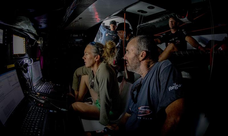 Tense times at Scallywag's nav station - Leg 4, Melbourne to Hong Kong, day 12 Position report time and everyone is keen to know how they are getting on against the fleet on board Sun Hung Kai / Scallywag photo copyright Konrad Frost / Volvo Ocean Race taken at  and featuring the Volvo One-Design class