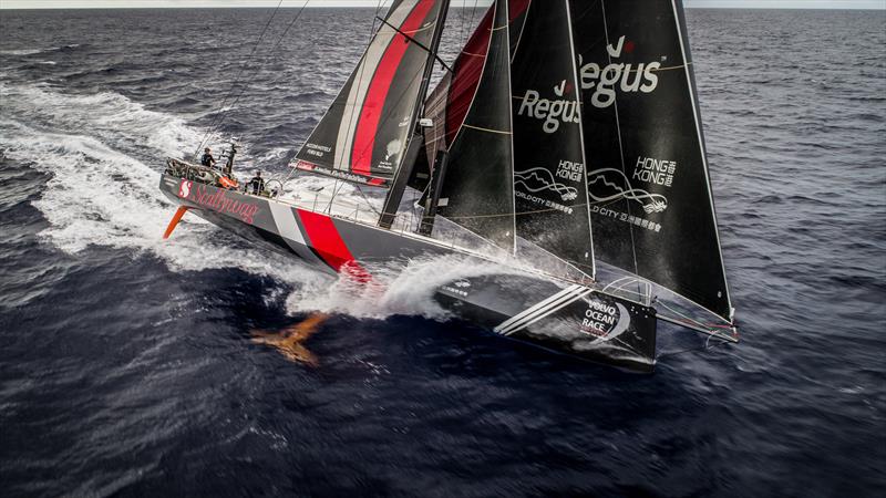 Leg 4, Melbourne to Hong Kong, day 13 Wind is increasing and the crew are sending it through the waves on board Sun Hung Kai / Scallywag photo copyright Konrad Frost / Volvo Ocean Race taken at  and featuring the Volvo One-Design class
