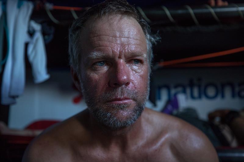 Facing reality - Chris Nicholson, Leg 4, Melbourne to Hong Kong, day 14. Onboard Azkonobel in the South Pacific near Challenger Deep photo copyright Sam Greenfield / Volvo Ocean Race taken at  and featuring the Volvo One-Design class