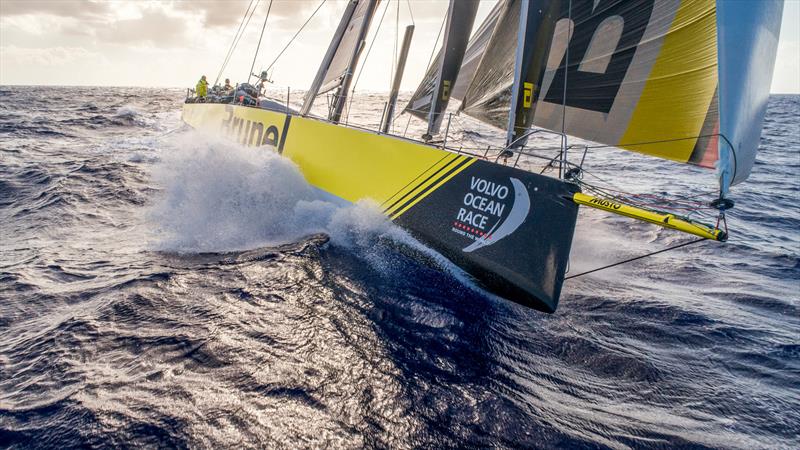 Leg 4, Melbourne to Hong Kong, day 14 on board Brunel. Drone photo copyright Yann Riou / Volvo Ocean Race taken at  and featuring the Volvo One-Design class