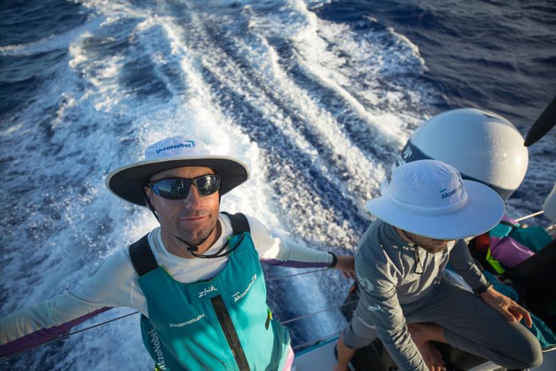 Leg 4, Melbourne to Hong Kong, day 15. Onboard Azkonobel in the Pacific Ocean with 1,300nm to Hong Kong photo copyright Sam Greenfield / Volvo Ocean Race taken at  and featuring the Volvo One-Design class