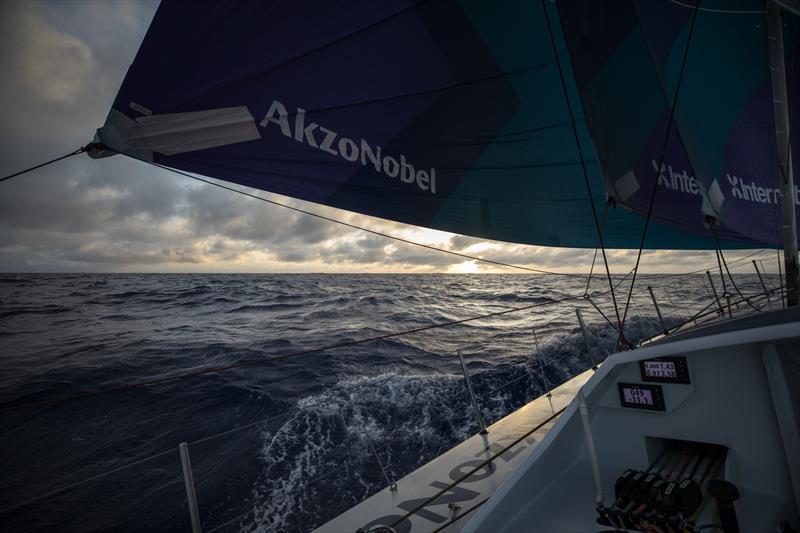 Leg 4, Melbourne to Hong Kong, day 16. Onboard Azkonobel in the Pacific Ocean with 1,000 nm to Hong Kong photo copyright Sam Greenfield / Volvo Ocean Race taken at  and featuring the Volvo One-Design class