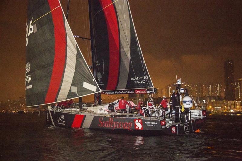 VOR 2017-18 leg 4 finish in Hong Kong. SHK Scallywag first finisher photo copyright Guy Nowell taken at  and featuring the Volvo One-Design class