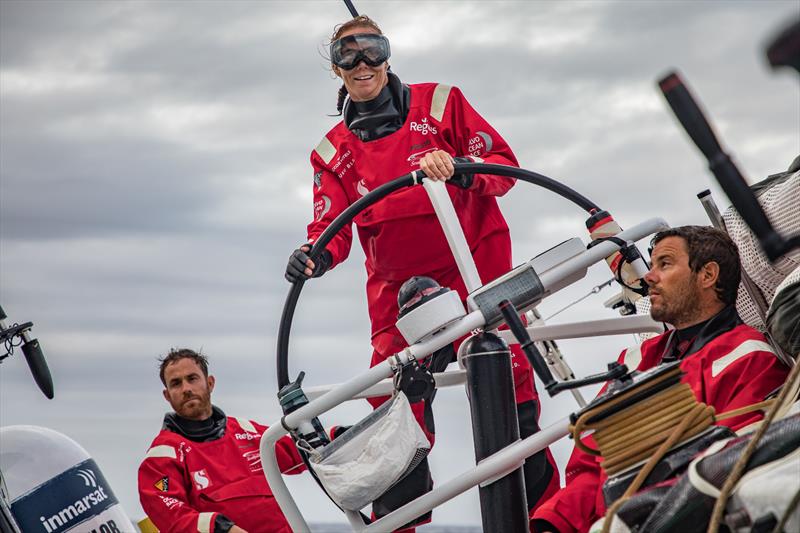 Leg 6 to Auckland, day 17 on board Sun hung Kai / Scallywag. Annemieke Bes enjoying the ride, Scallywag is still leading the fleet at 4 days from arrival. 24 February,  photo copyright Jeremie Lecaudey / Volvo Ocean Race taken at  and featuring the Volvo One-Design class