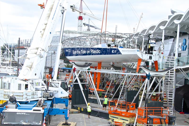 The Volvo OR fleet were craned out ready for a mid-race service and will be covered in plastic over the frameworks. Volvo Ocean Race - Auckland Stopover after Leg 6 Finish, Auckland, February 28, photo copyright Richard Gladwell taken at  and featuring the Volvo One-Design class