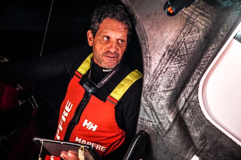 Volvo Ocean Race Leg 7 from Auckland to Itajai, day 06 on board MAPFRE, Joan Vila about the last sched with Xabi Fernandez photo copyright Ugo Fonolla / Volvo Ocean Race taken at  and featuring the Volvo One-Design class