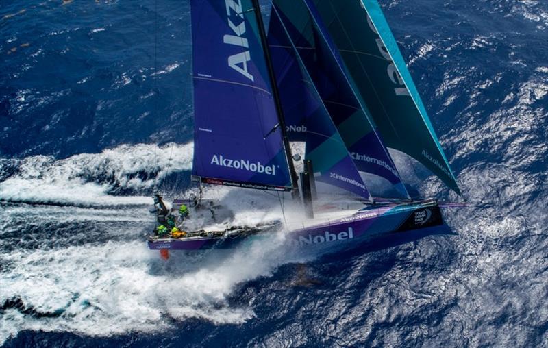 Volvo Ocean Race Leg 8 from Itajai to Newport, Drone view on Day 13, on board AkzoNobel photo copyright Brian Carlin / Volvo Ocean Race taken at  and featuring the Volvo One-Design class