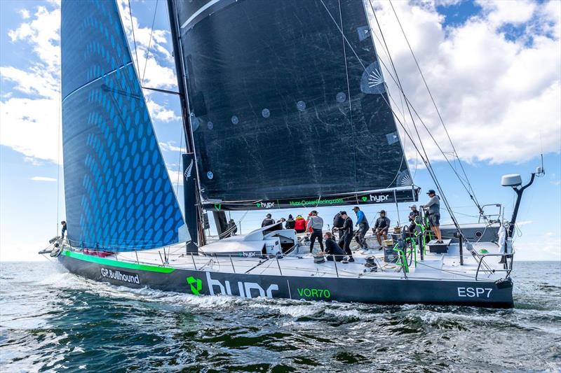 The Volvo 70 GP Bullhound (HYPR) with Per Roman at the helm is in a race for Line Honours in the Roschier Baltic Sea Race photo copyright Pepe Korteniemi / RORC taken at Royal Ocean Racing Club and featuring the Volvo 70 class