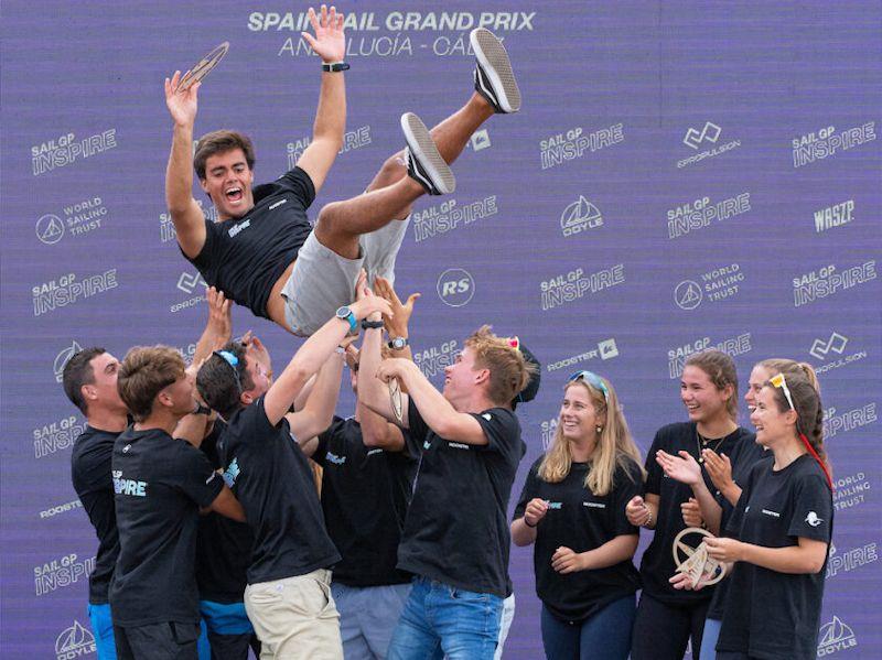 Young sailors take part in the Inspire Racing x WASZP program during the Spain Sail Grand Prix photo copyright Bob Martin for SailGP taken at  and featuring the WASZP class
