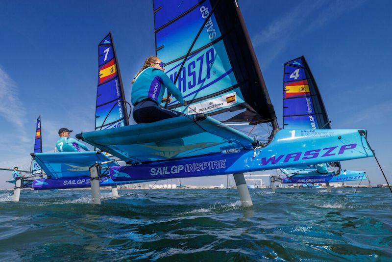 Young sailors take part in the Inspire Racing x WASZP program during the Spain Sail Grand Prix photo copyright Felix Diemer for SailGP taken at  and featuring the WASZP class