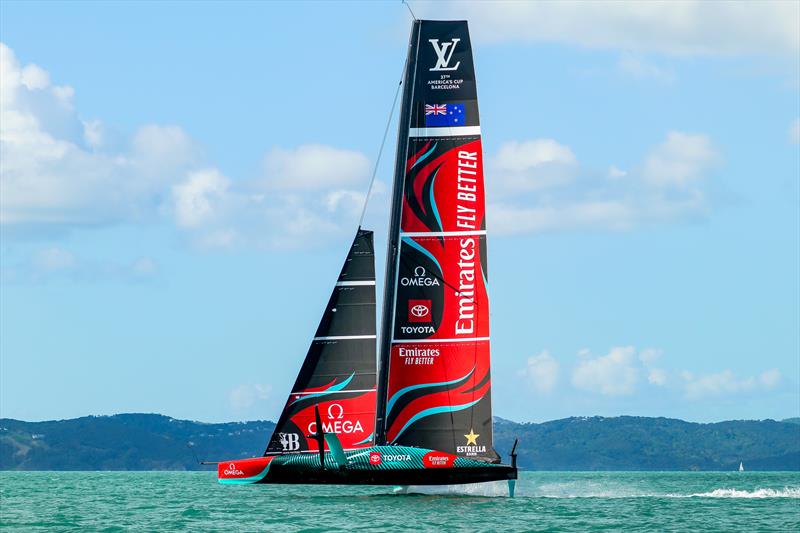 Emirates Team New Zealand- AC75 - Day 2 - April 14, 2024 - Auckland photo copyright Sam Thom/America's Cup taken at Royal New Zealand Yacht Squadron and featuring the AC75 class