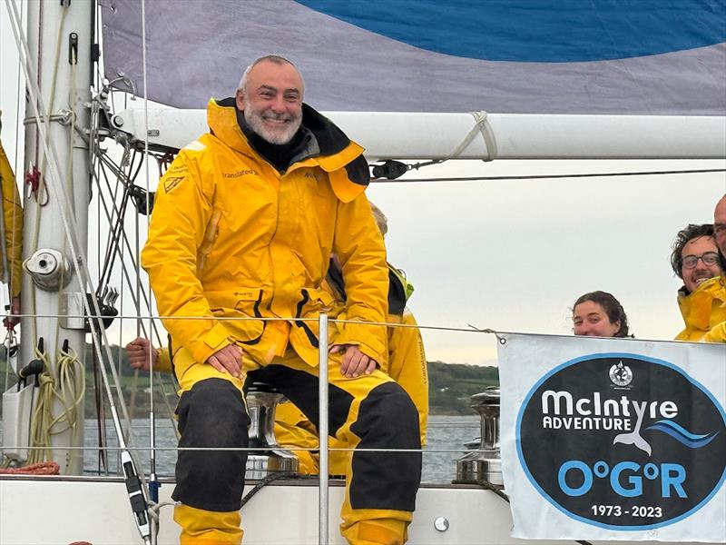 After overcoming numerous challenges, Marco Trombetti finally sits back with a smile, a true testament to his resilience and a proud moment photo copyright Aïda Valceanu / OGR2023 taken at  and featuring the Ocean Globe Race class