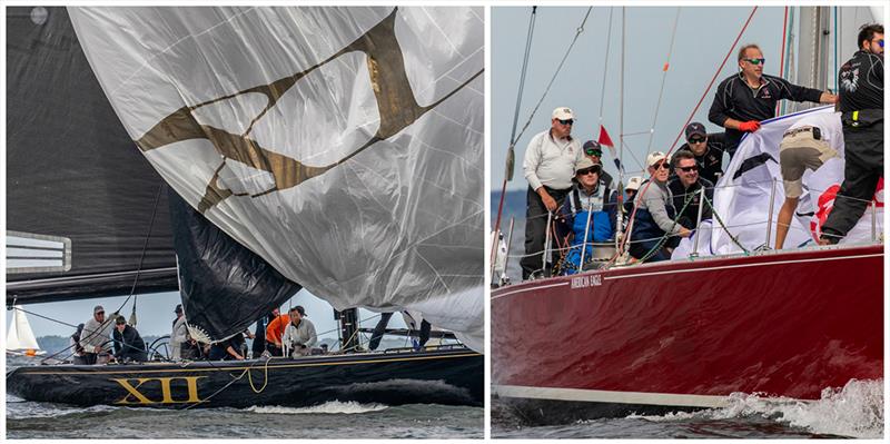Action aboard winners Challenge XII and American Eagle at the 2018 12 Metre North American Championship held in Newport, R.I. - photo © George Bekris