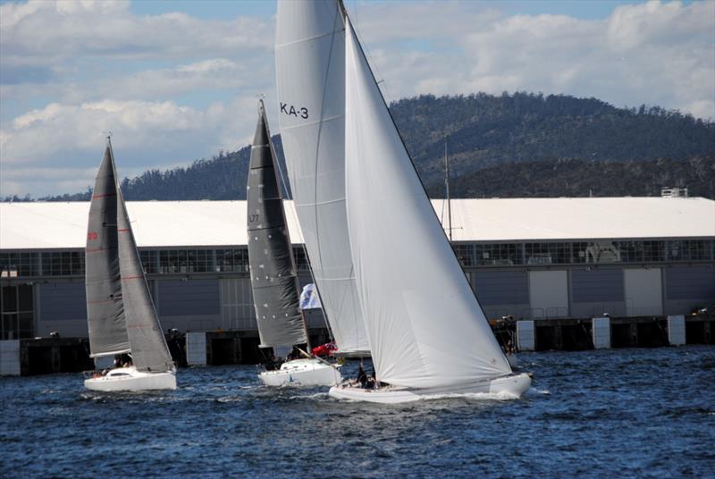 Gretel II sails in Hobart’s historic Sullivan’s Cove on the Opening Day of the Sailing Season on the River Derwent photo copyright Peter Campbell taken at Royal Yacht Club of Tasmania and featuring the 12m class