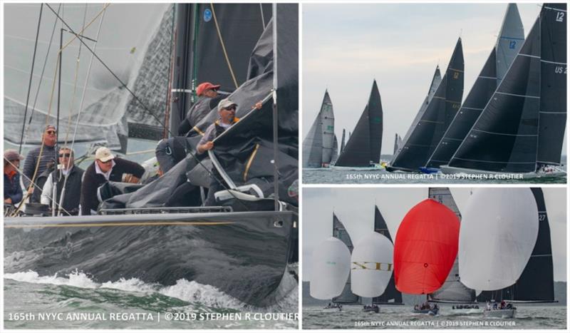 Left: Challenge XII (KA-10) won the highly competitive Modern Division at the New York Yacht Club's 165th Annual Regatta.  Right: Modern fleet on the starting line and sailing downwind at the Annual Regatta photo copyright Stephen R. Cloutier taken at Ida Lewis Yacht Club and featuring the 12m class