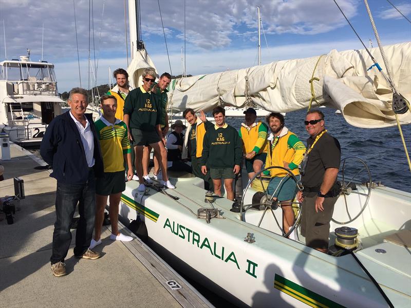 Rob Brown (left) poses with Australia II photo copyright Rob Brown taken at  and featuring the 12m class