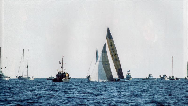 Australia II closes in on the finish line - Final Race - 1983 America's Cup - Newport RI - photo © Paul Darling Collection