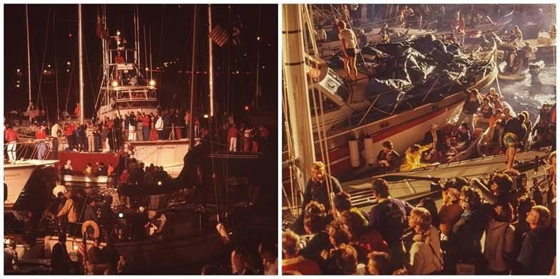 Scenes from the docks after Australia II won the 1983 America's Cup - photo © Dan Nerney