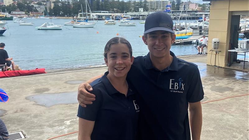 Jemma and James Hopkins win the 2023 Australian 16ft Championships photo copyright SailMedia taken at Manly 16ft Skiff Sailing Club and featuring the 13ft Skiff class