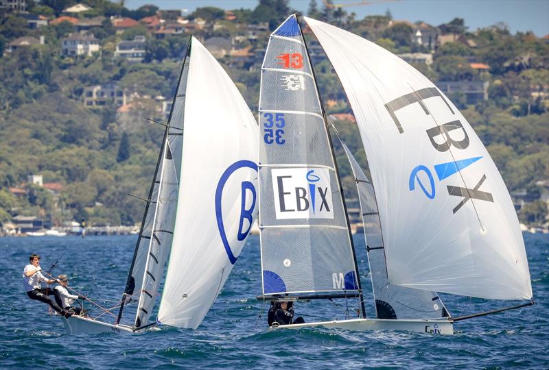 EBIX and Bartley during the 2023 Australian 16ft Championships photo copyright SailMedia taken at Manly 16ft Skiff Sailing Club and featuring the 13ft Skiff class