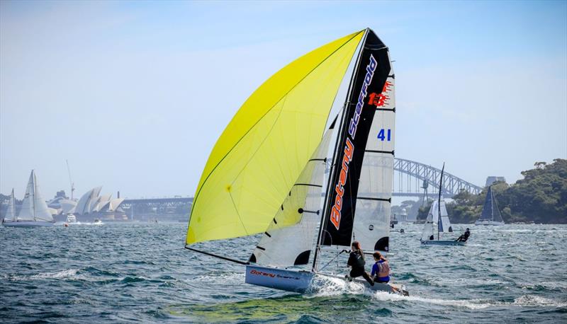 Botany Scaffold - Sophie Hart and Bella Divola photo copyright Sail Media taken at Manly 16ft Skiff Sailing Club and featuring the 13ft Skiff class