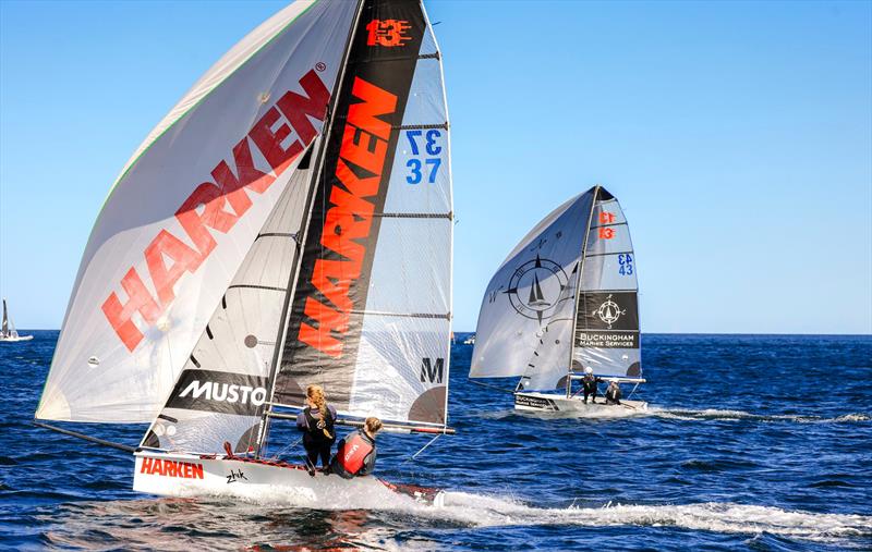 Harken-Heidi Bates Zara Marks photo copyright Michael Chittenden taken at Manly 16ft Skiff Sailing Club and featuring the 13ft Skiff class