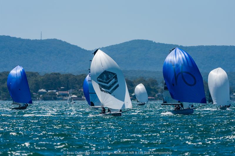 Skelcon Australian 16ft & 13ft Skiff Championship Day 5 photo copyright Beau Outteridge taken at Belmont 16ft Sailing Club and featuring the 13ft Skiff class