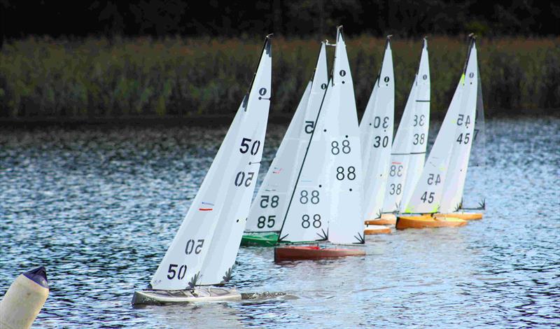 A well behaved start during the Scottish District 2021 IOM Travellers 3 at Forfar Loch photo copyright Bill Odger taken at  and featuring the One Metre class