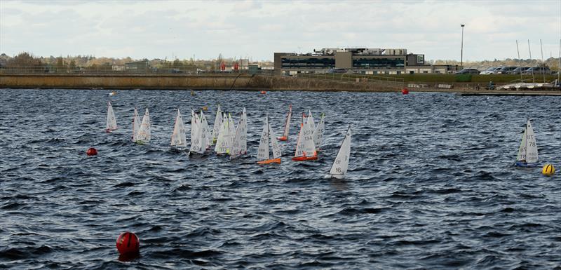 2026 IOM UK Nationals at Datchet - A crowded start in Bouncy conditions photo copyright Evergreen Video Productions taken at Datchet Water Sailing Club and featuring the One Metre class