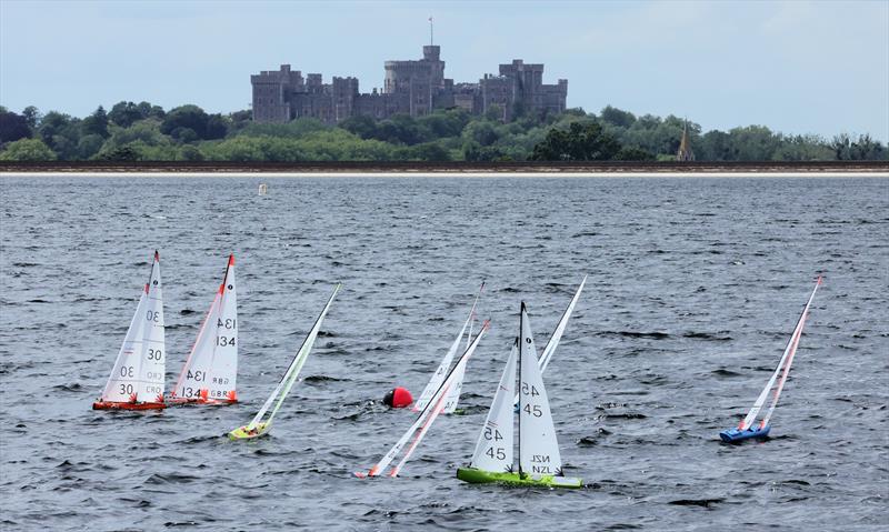 2026 IOM Worlds at Datchet Water Day 1 - Afternoon race windward mark with Windsor Palace in the background photo copyright Mark Jardine taken at Datchet Water Sailing Club and featuring the One Metre class
