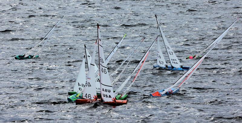2026 IOM Worlds at Datchet Water Day 1 - Pile up at the pin on the upwind leg - photo © Mark Jardine