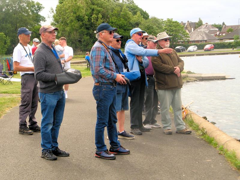 Skippers for Race 2 Heat B during the 2026 MYA Scottish District IOM Travellers 2 at Paisley Model Yacht Club photo copyright David Smith taken at Paisley Model Yacht Club and featuring the One Metre class