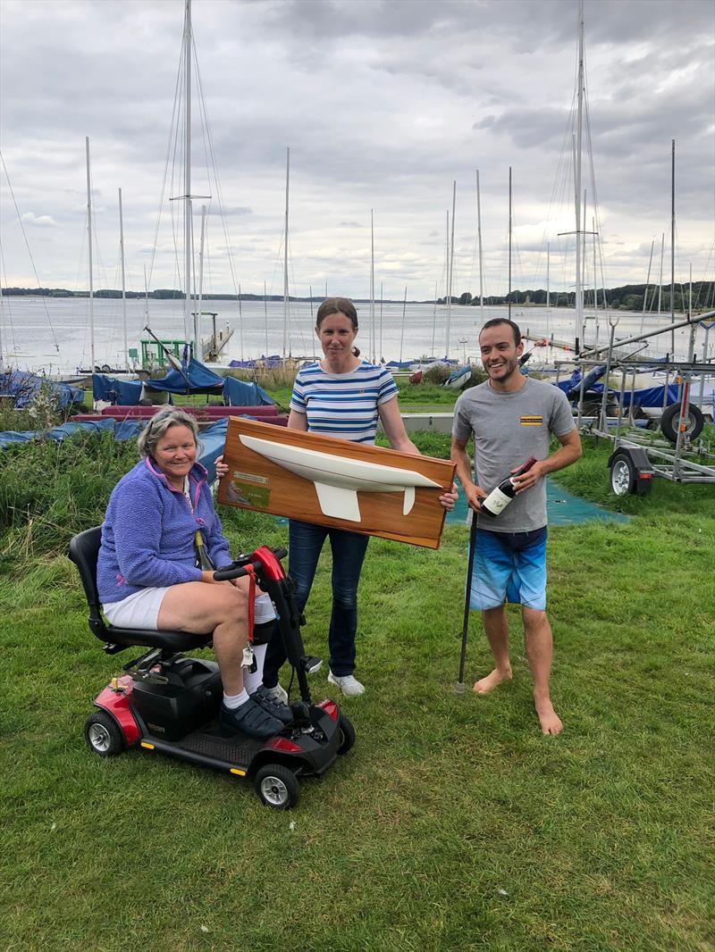 (l-r) Kate Hedley (3rd), Megan Pascoe (1st), Jonathan Currell (2nd) at the 2.4mR Nationals at Rutland photo copyright Richard Johnson taken at Rutland Sailing Club and featuring the 2.4m class